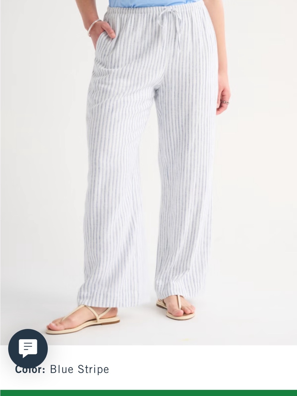 Abercrombie & Fitch Light Blue and White Striped Wide Leg Pants - Picture 2 of 3